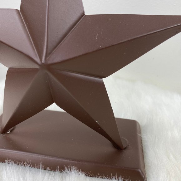 Brown Metal Star w/ Base 8" X 8" X 2.75" Primitive Country Farmhouse - Picture 2 of 6
